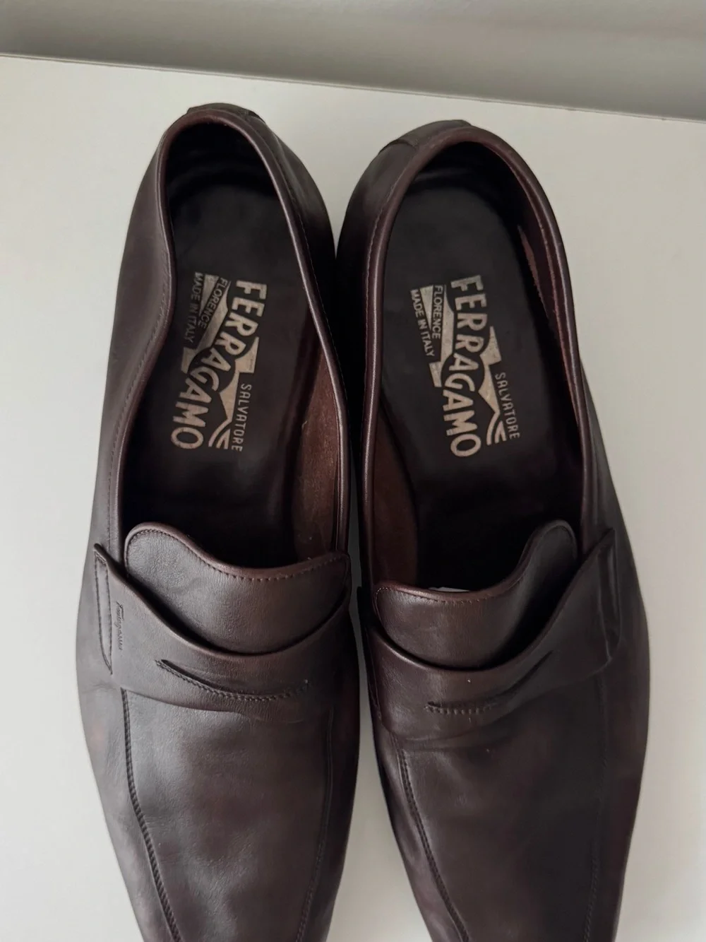 Salvatore Ferragamo Dark Brown Leather Penny Loafers